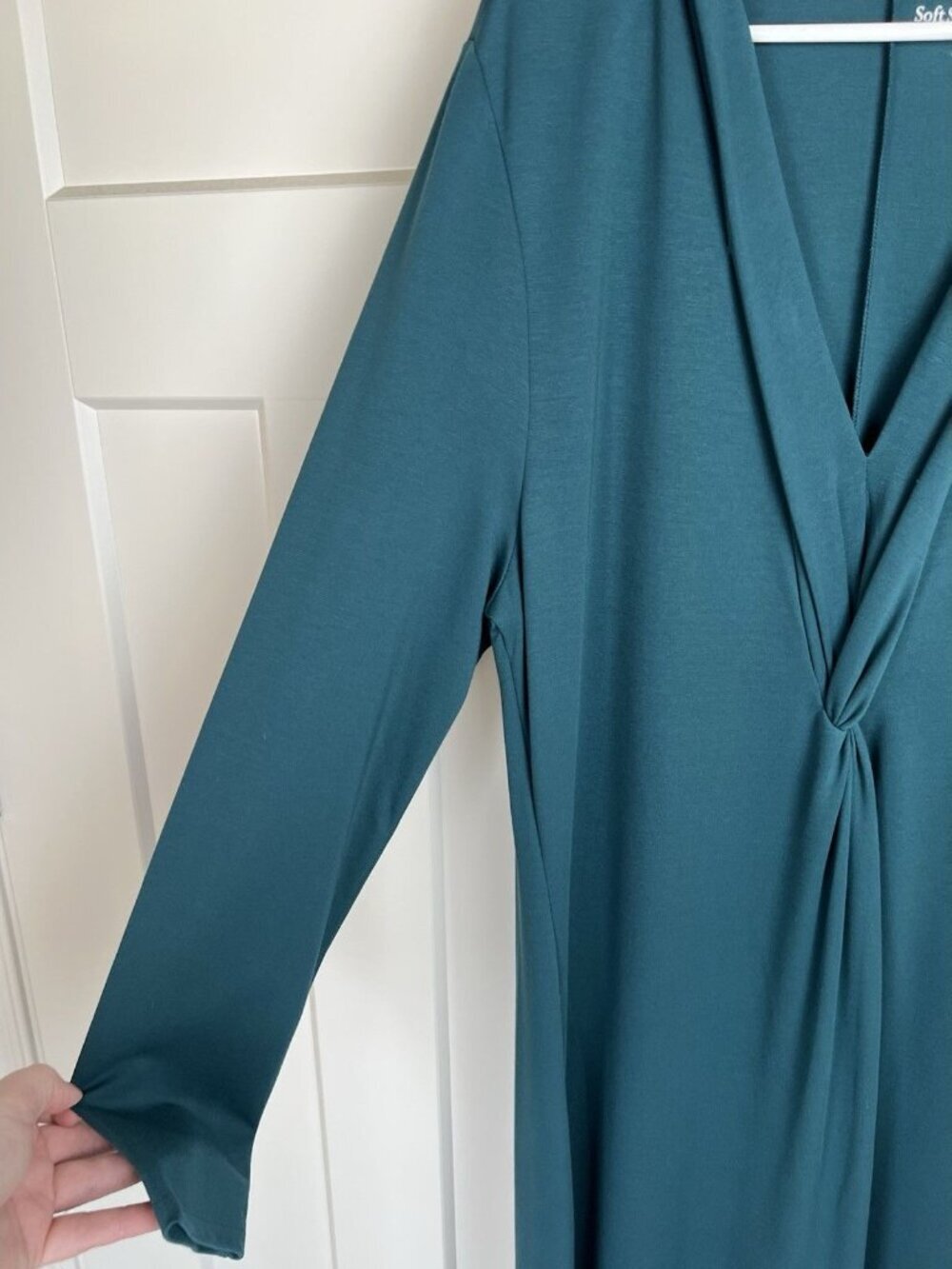 Soft Surroundings Lagia Maxi Dress XL Teal Twist Front Long Sleeve NWT $120 - Picture 8 of 12